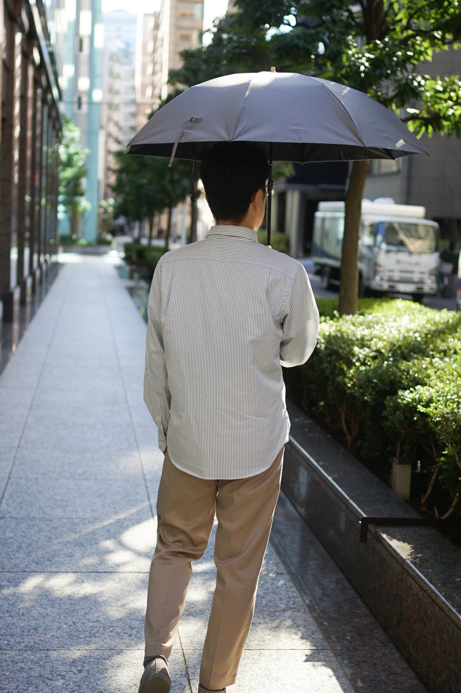 コットンローンシェードmen 折りたたみ傘 55cm 8本骨