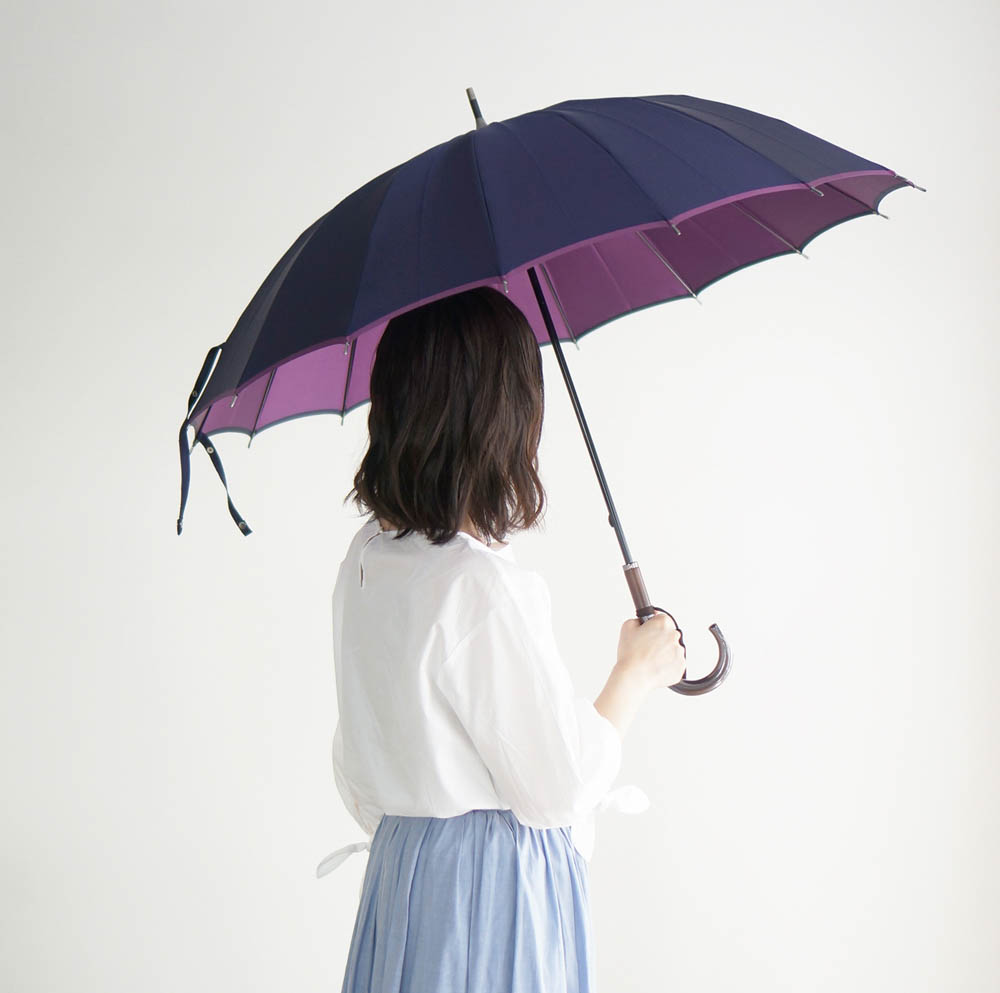 日本で発売 ☆未使用 小宮商店 甲州織 先染高級洋傘 16本骨 傘 婦人傘